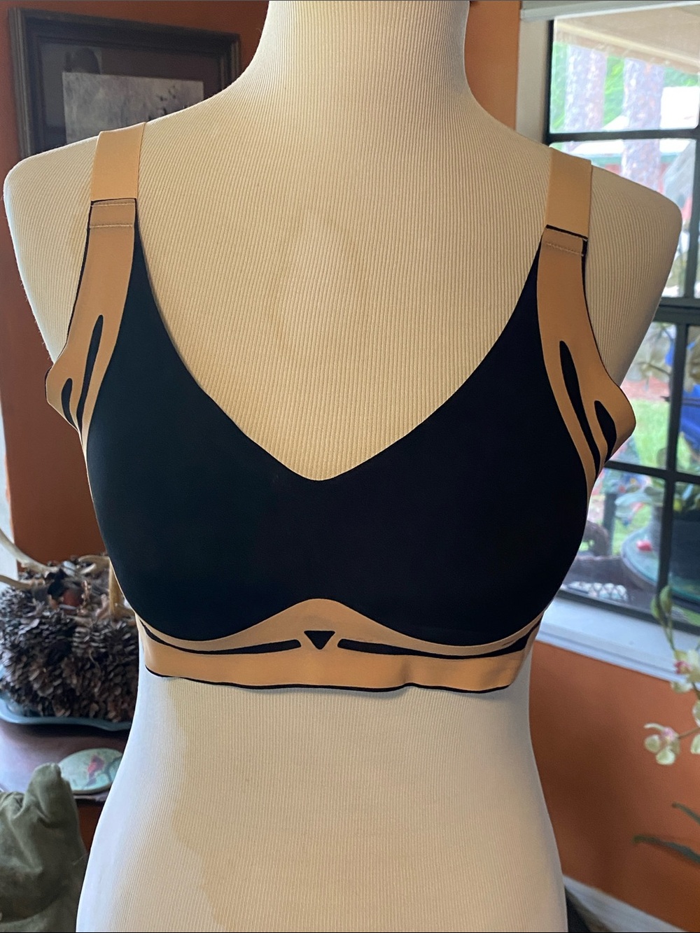 Black and Tan Wireless Bralette - Women Intimates & Sleepwear